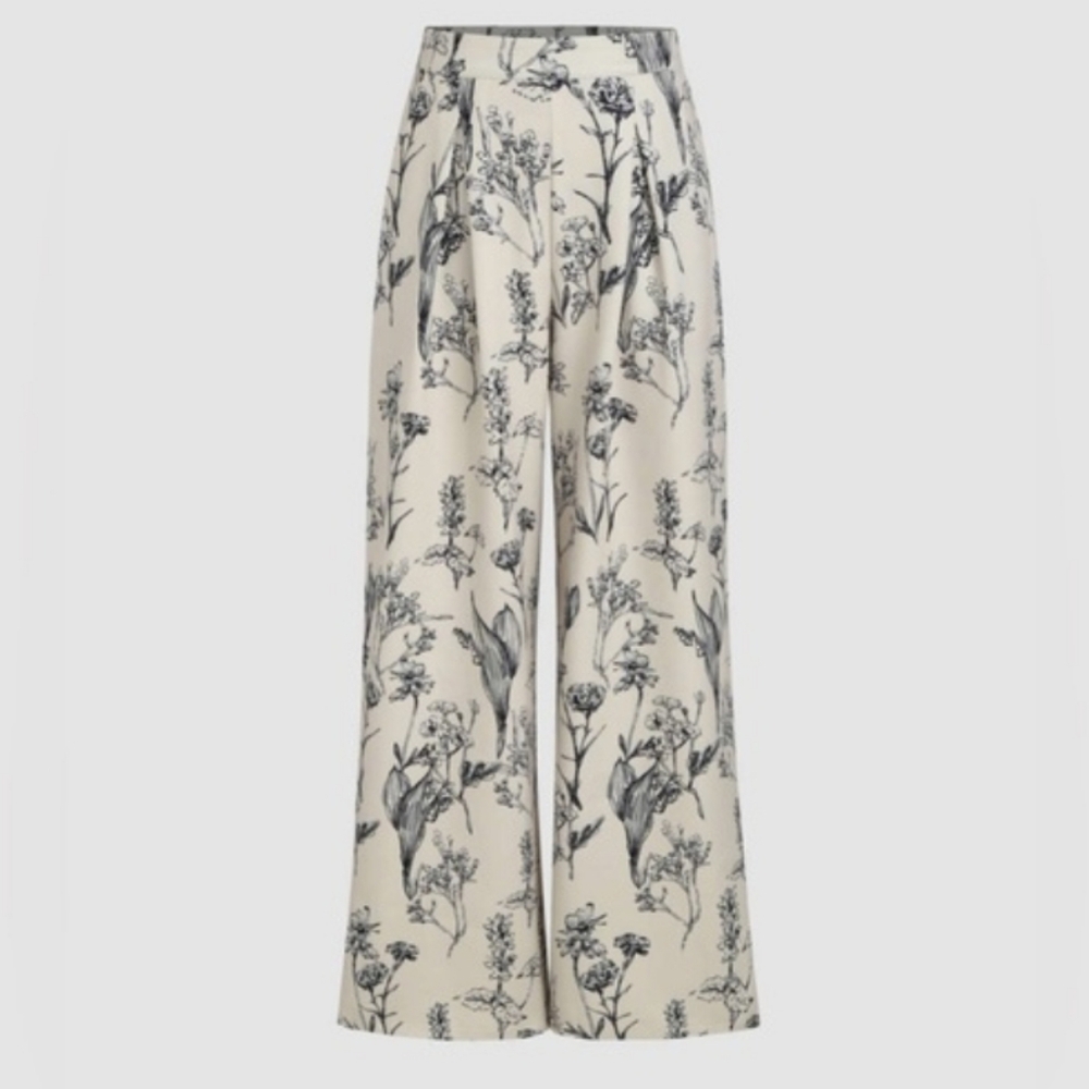 Cider EUC Floral Print Wide-Leg Pants